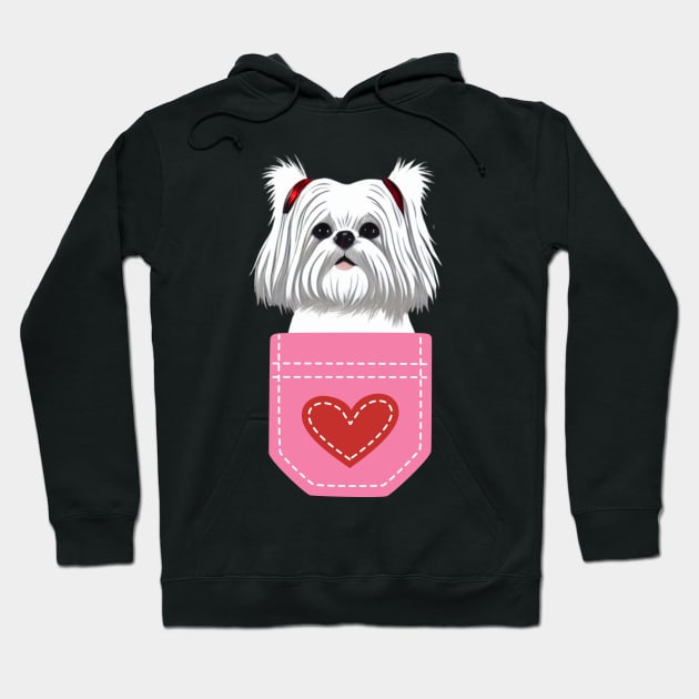 Fluffy Cute Crusty White Dog of Maltese Shih Tzu Hoodie by Mochabonk